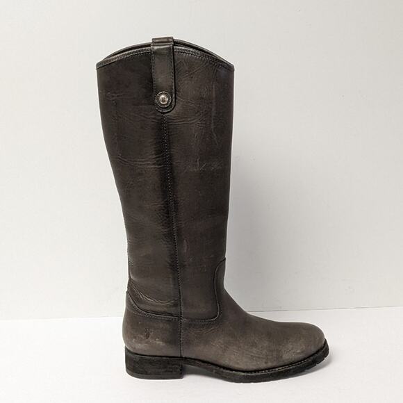 Frye Melissa Button Lug Tall Riding Boots, Grey Leather, Women's 6.5 M - Picture 6 of 7